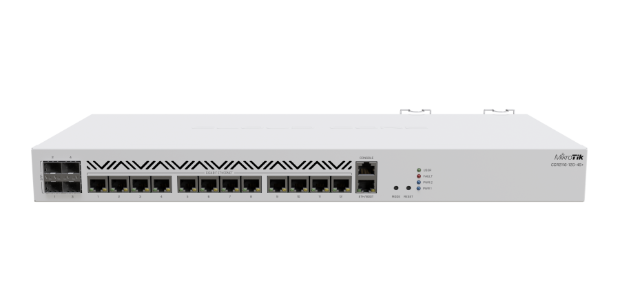 MikroTik CCR2116-12G-4S+ Cloud Core Router | 16 Çekirdekli ARM, 12x 1G Ethernet, 4x 10G SFP+