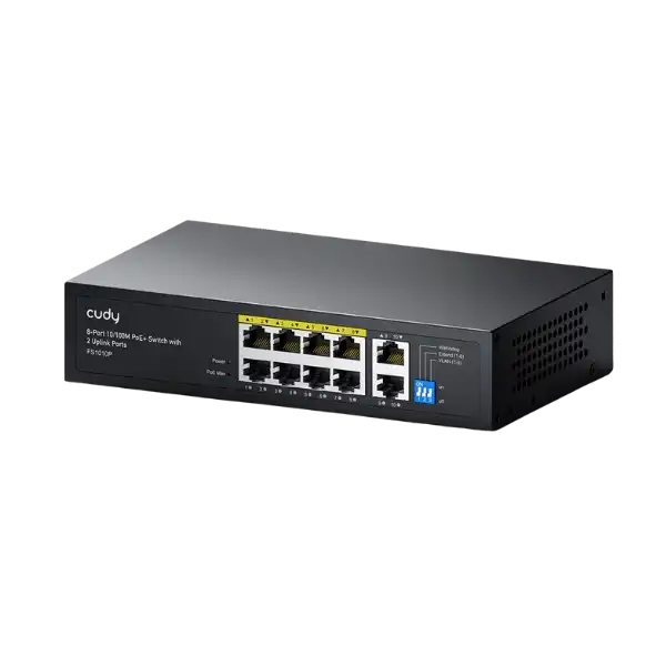 CUDY FS1010P - 8-Port 10/100M PoE+ Switch with 2 Uplink Ports 120W